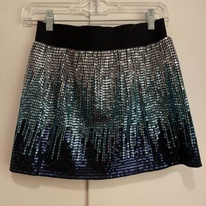 Free People Sequin Mini Skirt Blue Ombre Pull-On style